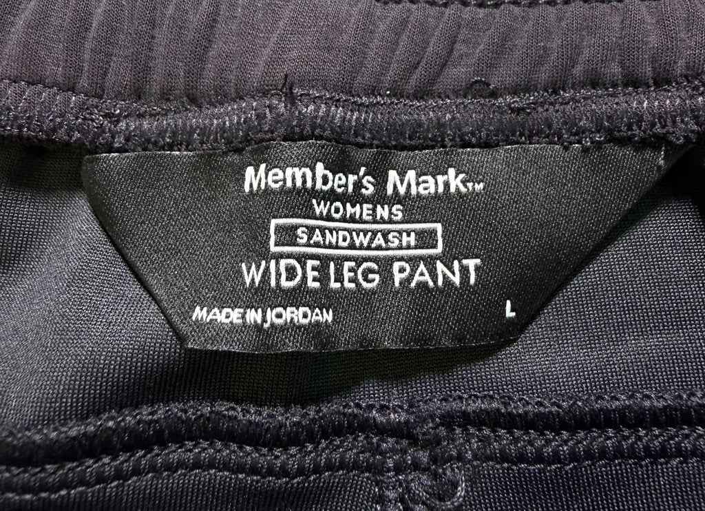 Member's Mark Soft Sand-Wash Wide Leg Pant Women's Large Gray Drawstring Casual
