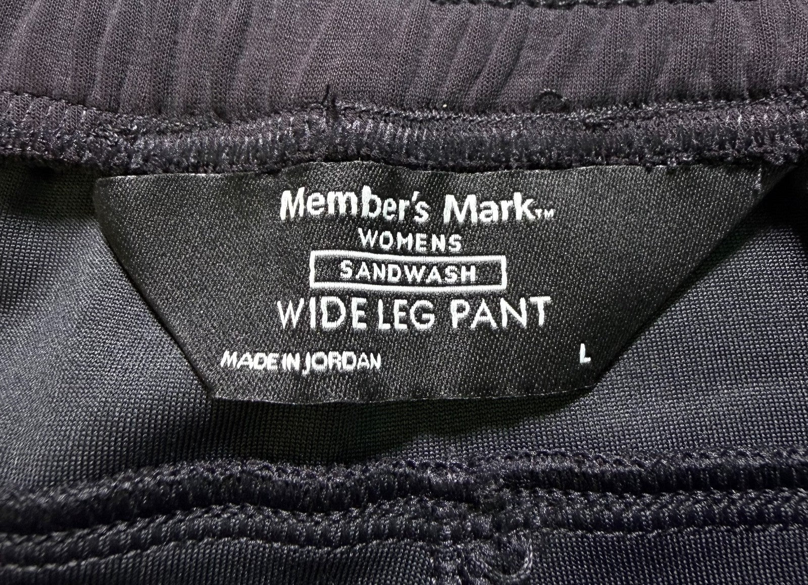 Member's Mark Soft Sand-Wash Wide Leg Pant Women's Large Gray Drawstring Casual