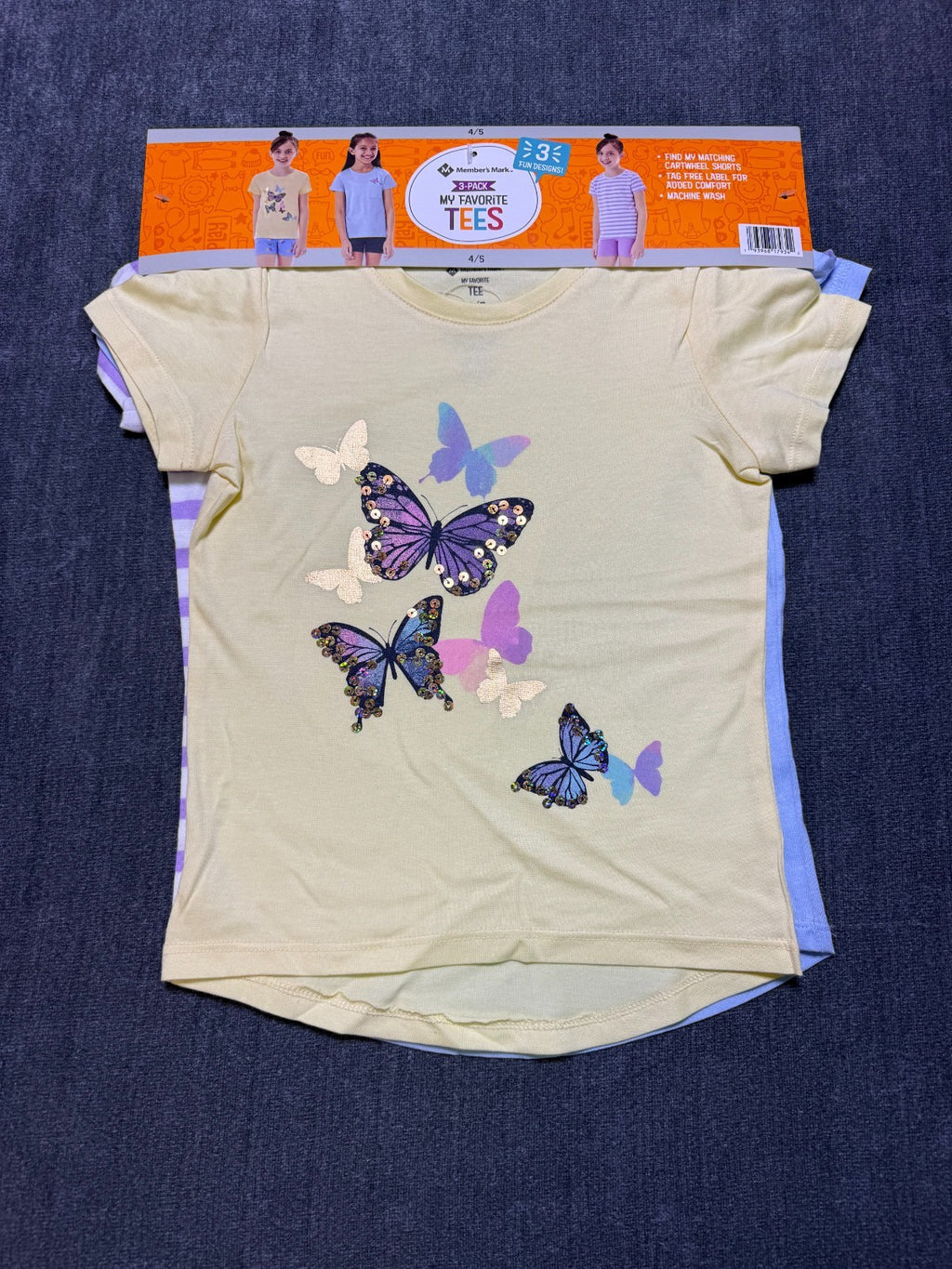 NWT Member's Mark My Favorite T-Shirts Girls 4/5 Multi Short Sleeve - Lot of 3