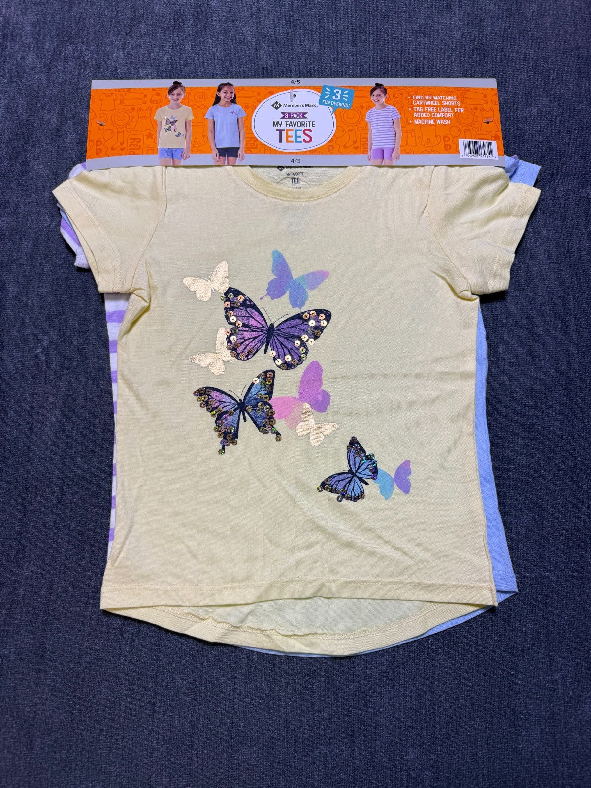 NWT Member's Mark My Favorite T-Shirts Girls 4/5 Multi Short Sleeve - Lot of 3