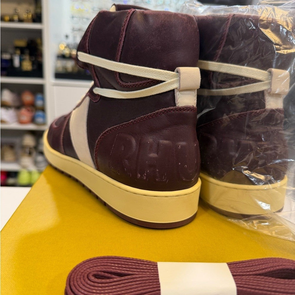 Rhude Burgundy and Cream High-Top Sneakers