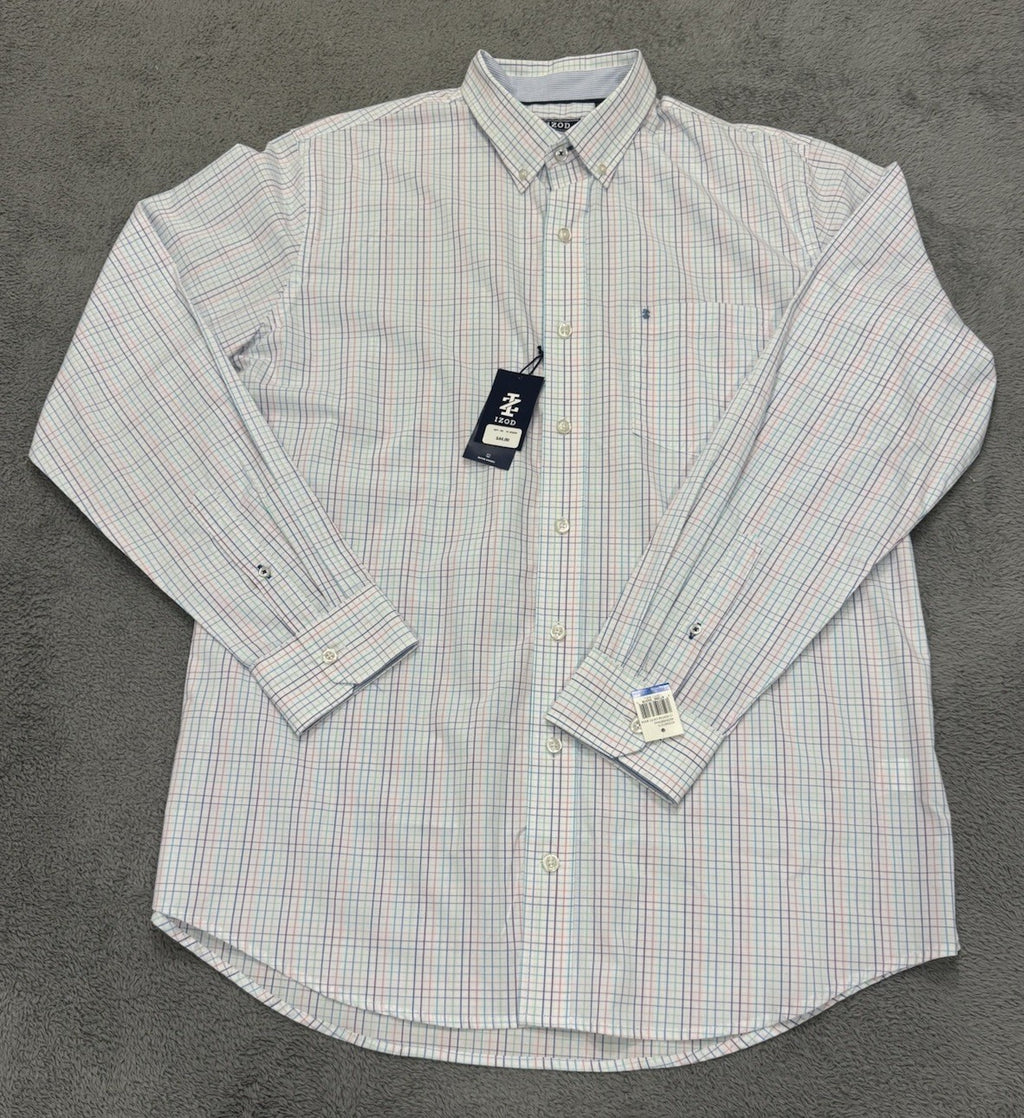 Izod Strip Limpet Shell Long Sleeve Collared Button-up Woven Shirt Size XLT NEW