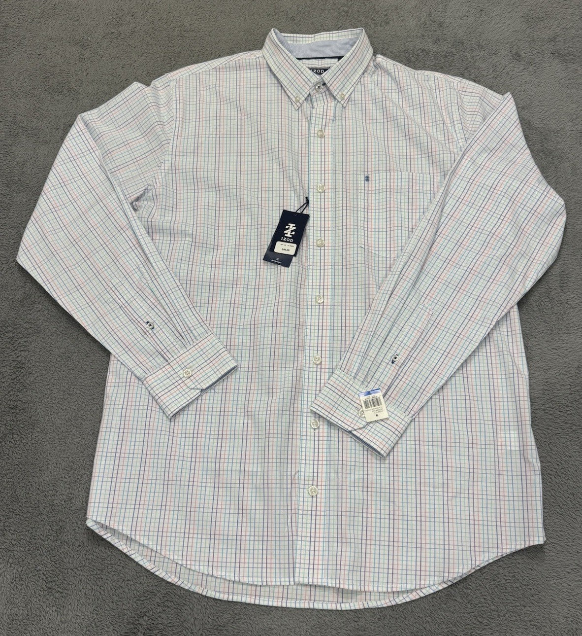 Izod Strip Limpet Shell Long Sleeve Collared Button-up Woven Shirt Size XLT NEW