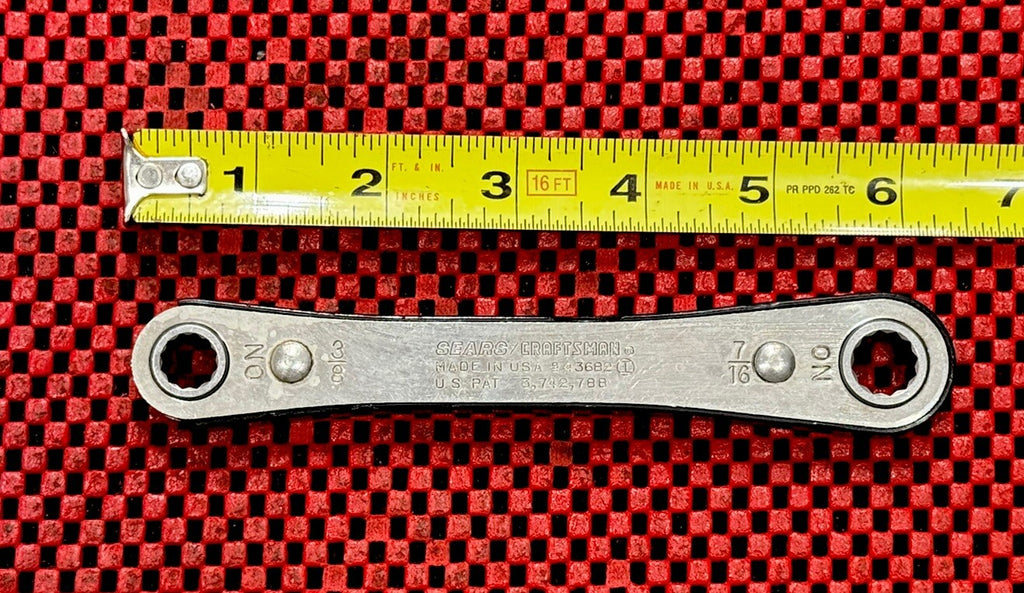 Sears Craftsman 9 43682 Vintage Ratcheting Box Wrench 3/8” x 7/16” 12 PT USA N6