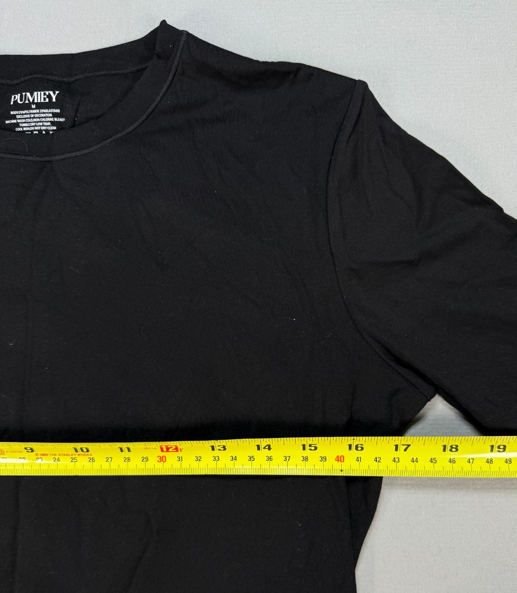 Pumiey Pullover Shirt Top Women's Medium Black Long Sleeve Crew Neck Casual Wear