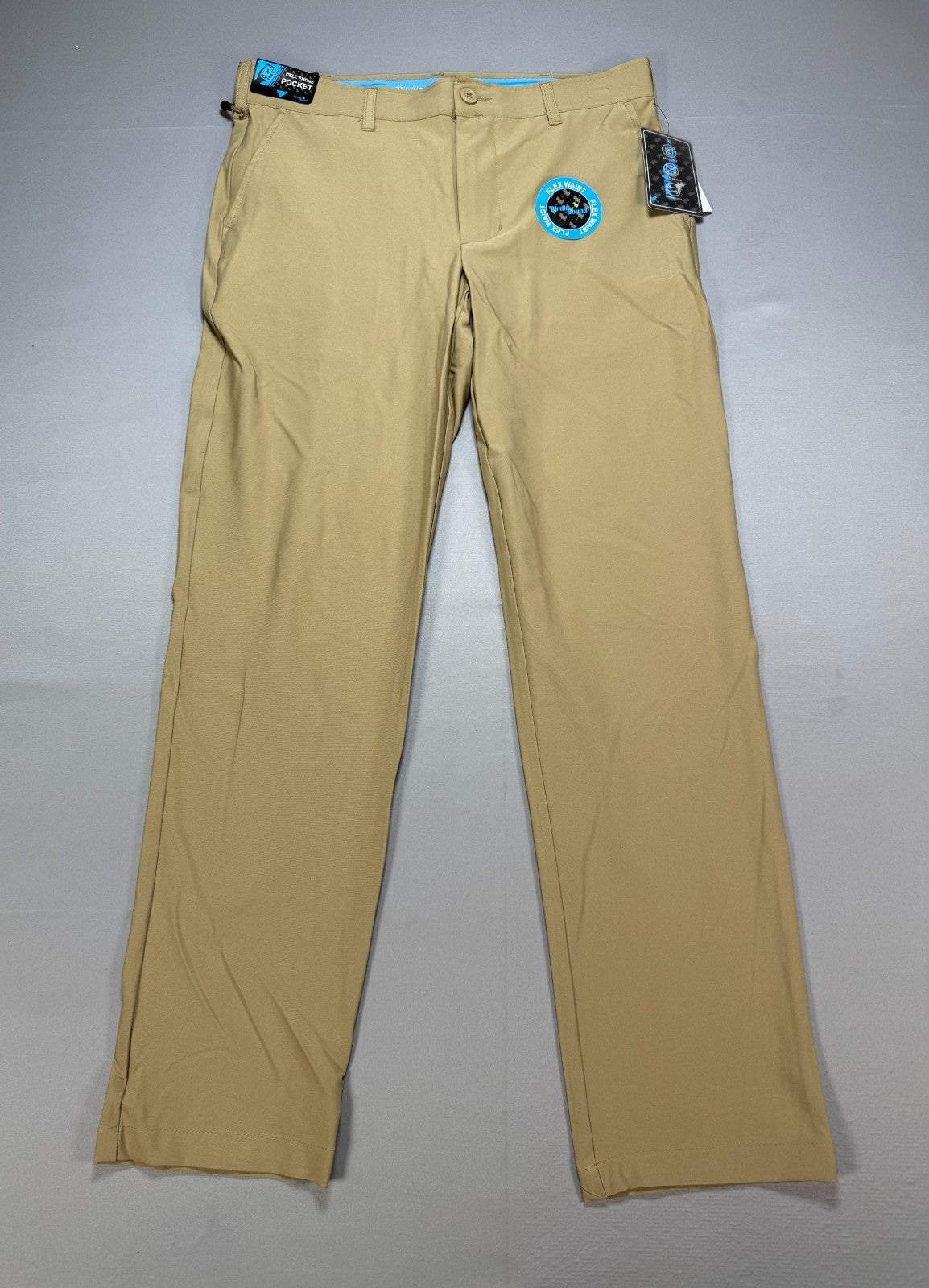 NWT Birdie Bound Golf Pants Men's 32X30 Beige Flat Front Lightweight Performance