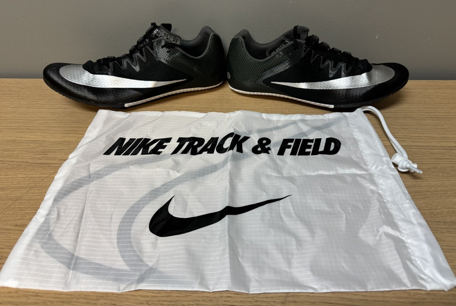 NEW Nike Zoom Rival Sprint Track Shoes MEN'S SIZE 12 Black Silver