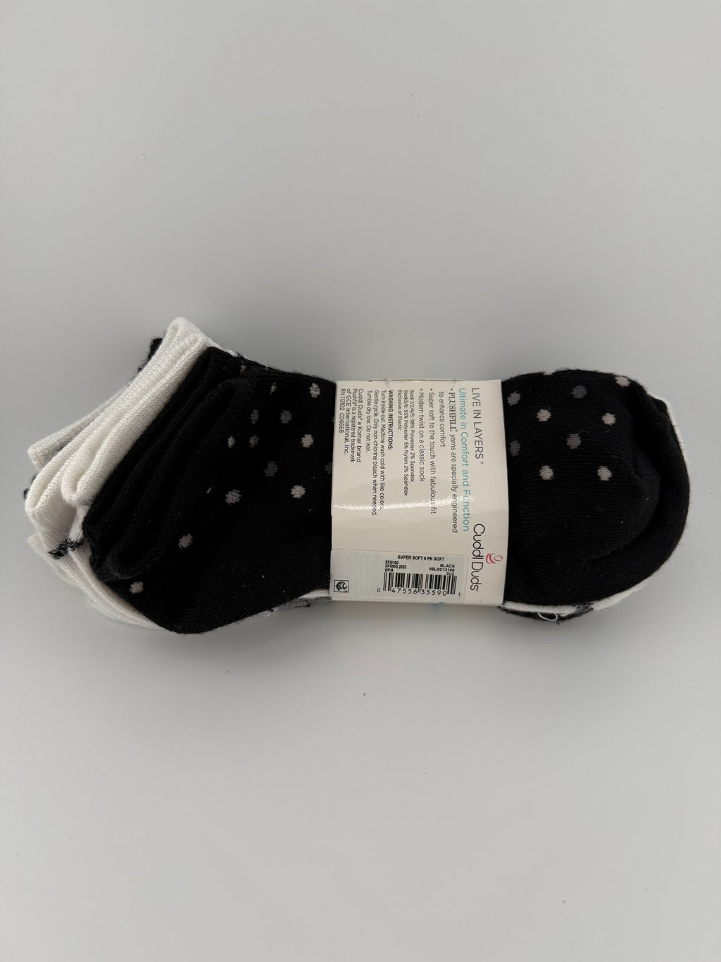 Cuddl Duds 6-Pairs Super Soft Low Cut Socks Women's (Black 4-10) Modern Twist