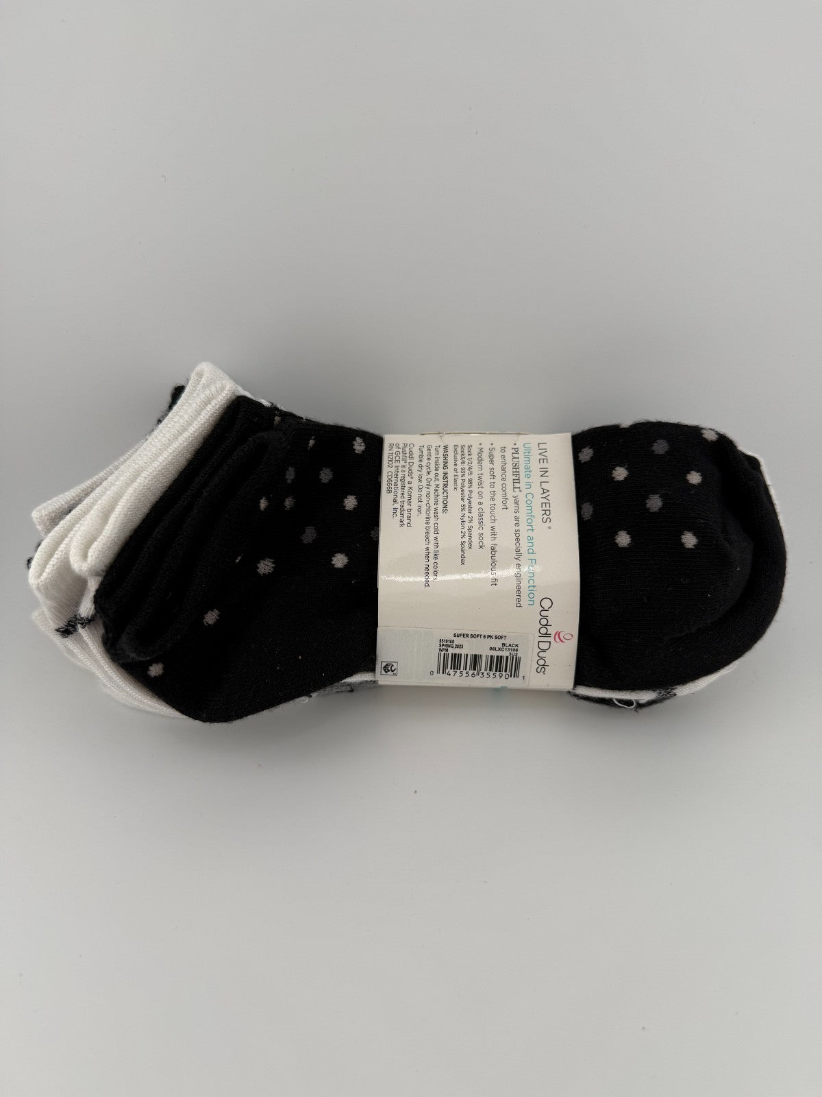 Cuddl Duds 6-Pairs Super Soft Low Cut Socks Women's (Black 4-10) Modern Twist