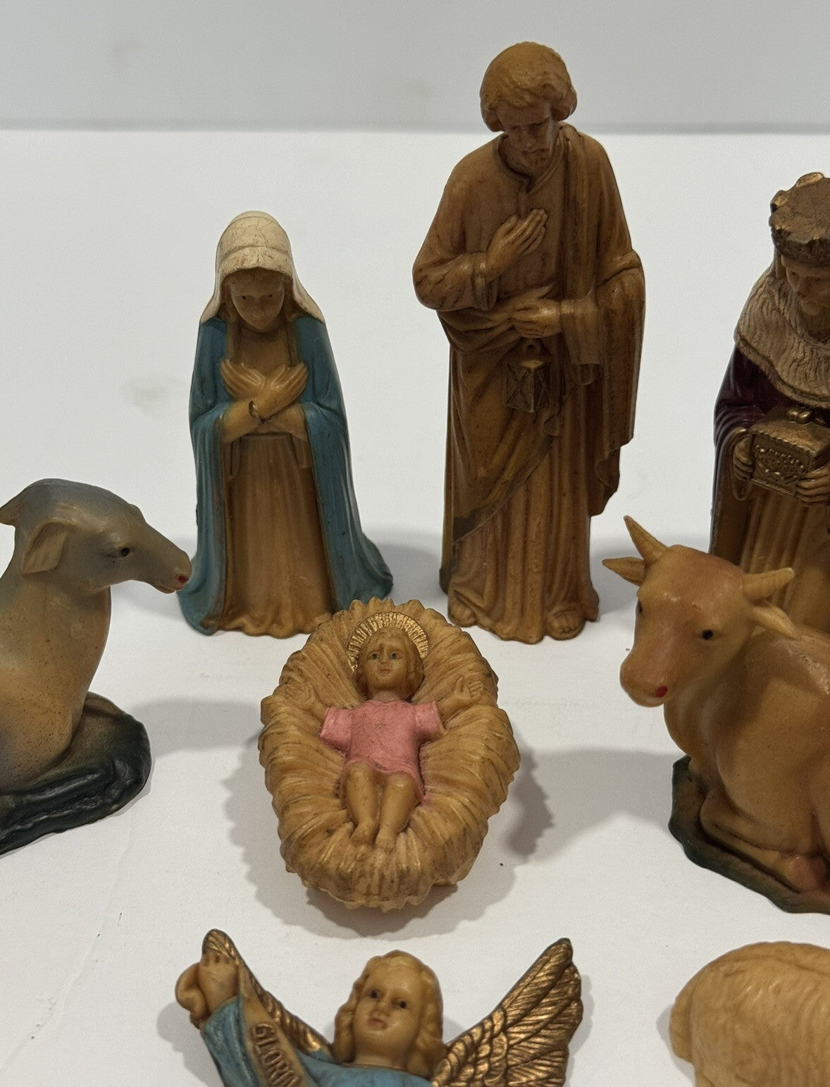 Vintage Nativity Mary Joseph Baby Jesus 3 Wise Men Shepherd SET of 12 Figures