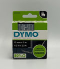 New DYMO D1 45020 S0720600 Standard Label Tape White on Clear - 12mm 1/2" x 23ft