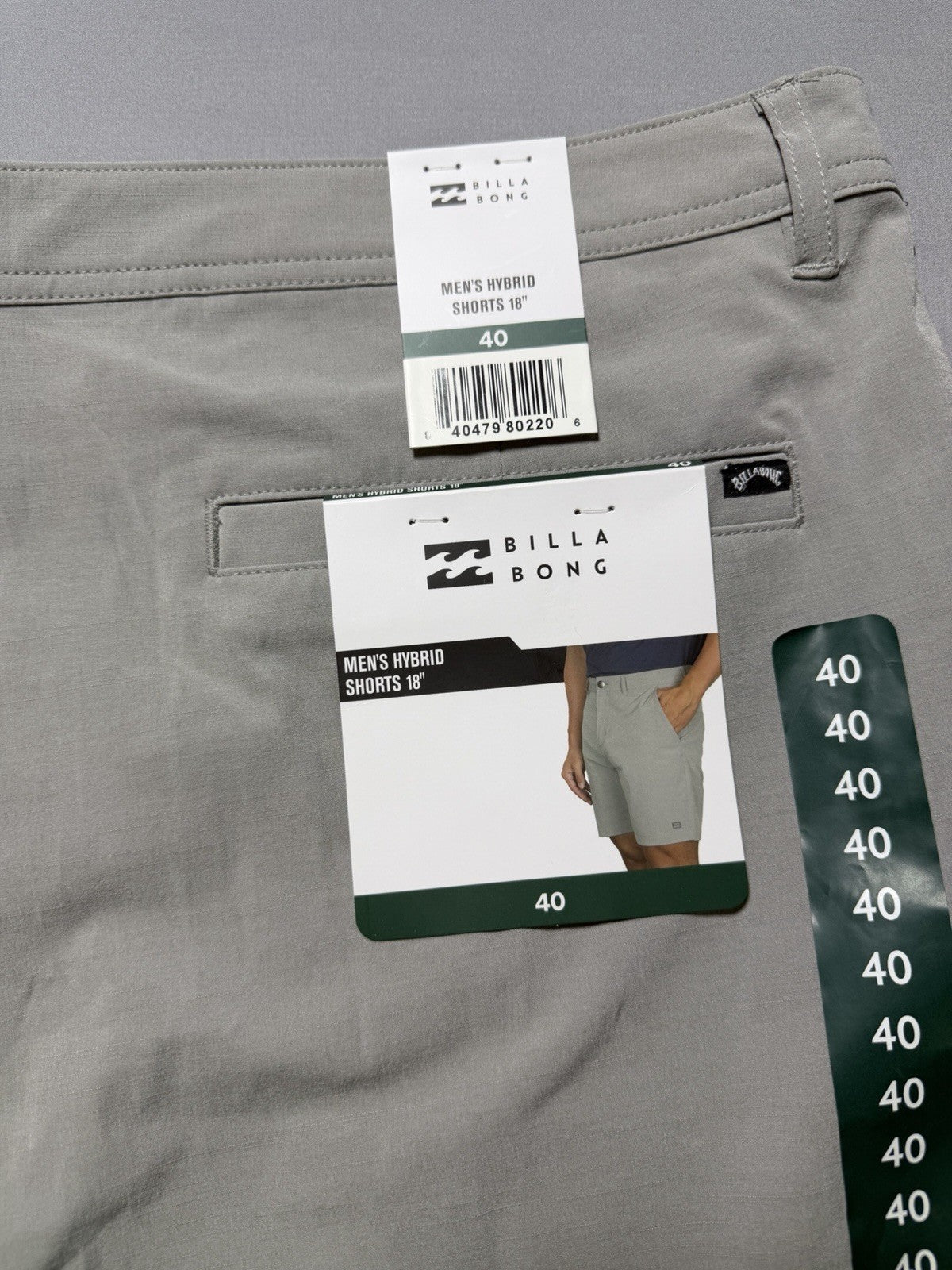 NWT Billabong Hybrid Golf Short Men's 40 Light Grey Stretch Performance 18" In