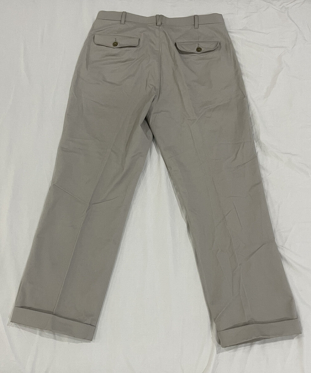 Axist Men's Straight Pleated Cuffed Leg Taupe Dress Pants Khaki Size 33x32