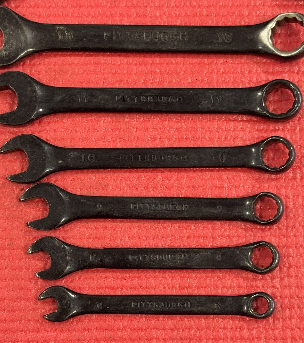 Vintage Pittsburgh 8 Pc Set Black Metric Combination Wrench Drop Forged 12 Point
