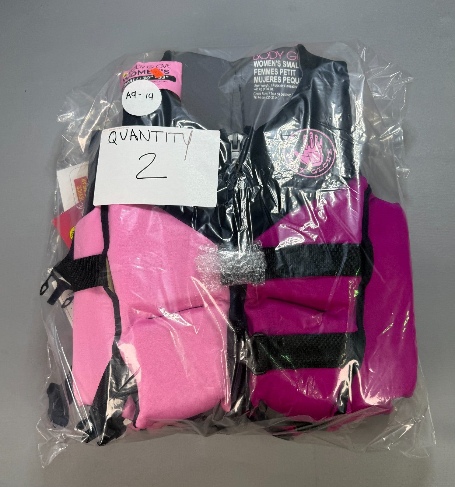 NWT Body Glove Segmented PFD Life Jacket Women's Small Black Pink Lightweight