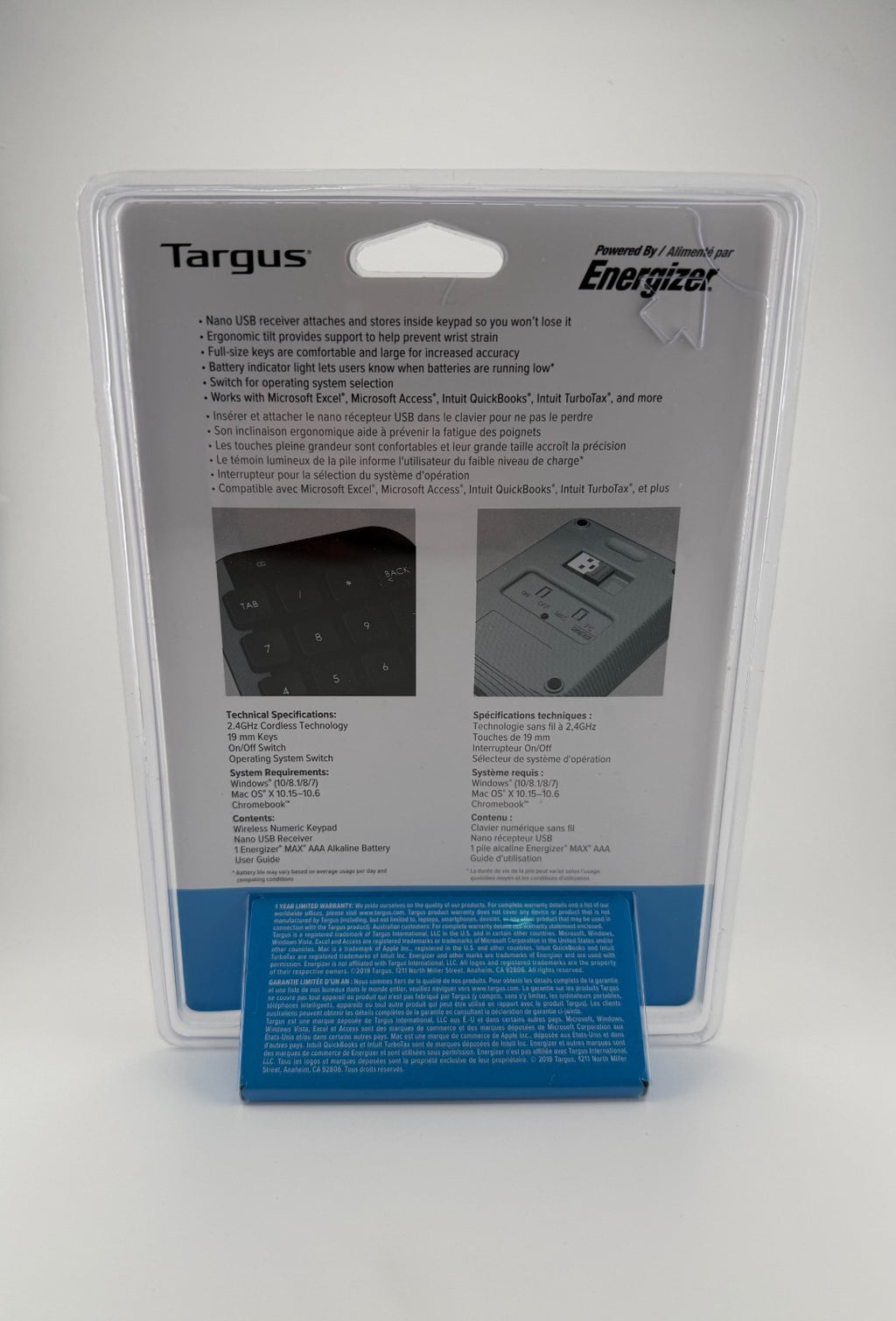 Targus AKP11US Black Portable PC/Chromebook Ergonomic Wireless Numeric Keyboard