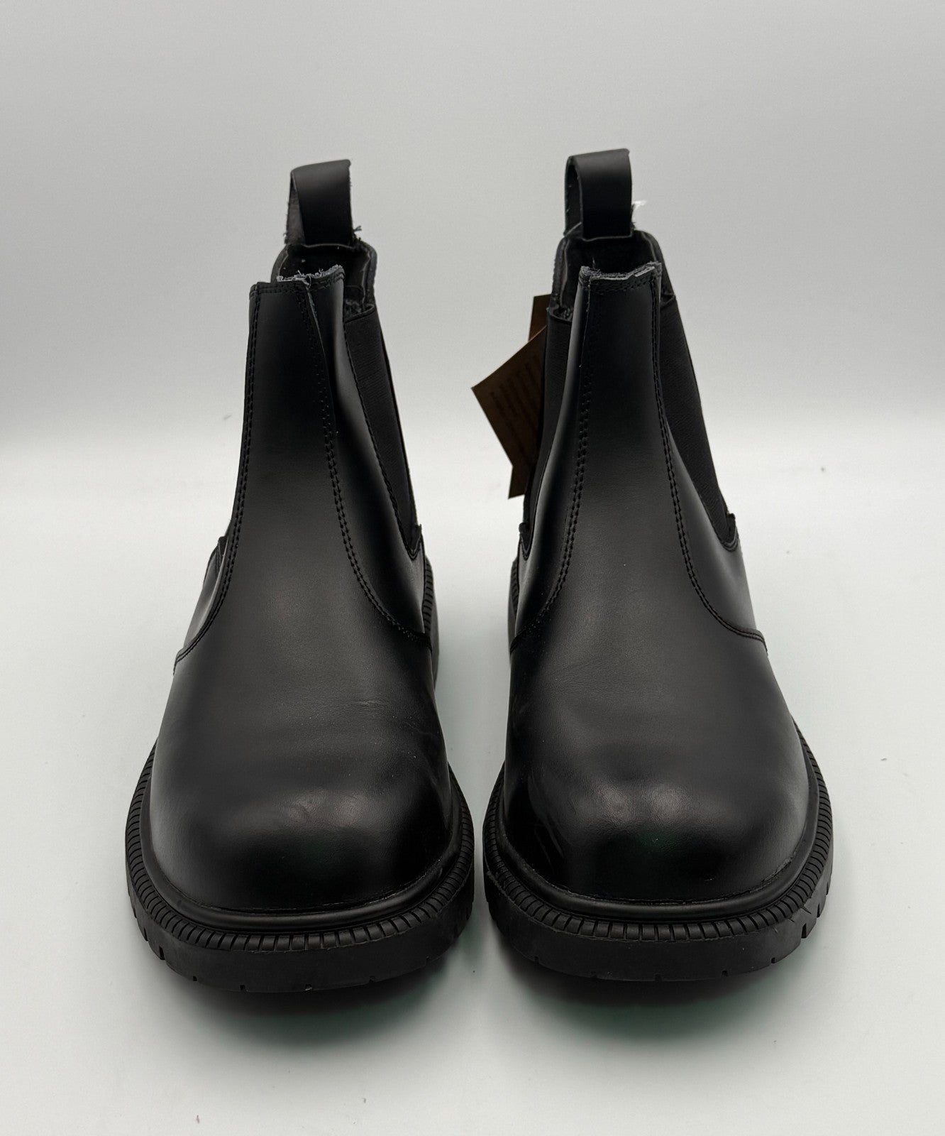 New Zervrton Steel-Toe Chelsea Work Boots Men's 9 Black Leather Pull-On Outdoor