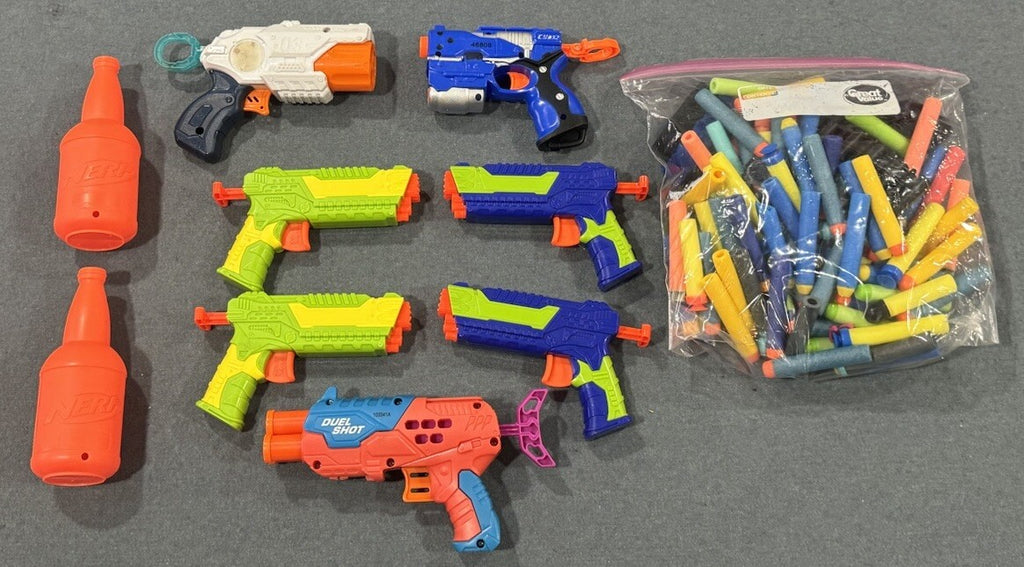 Buzz Bee Toys & Nerf Compatible 7PC Toy Dart Gun & Accessories & Bullets Set