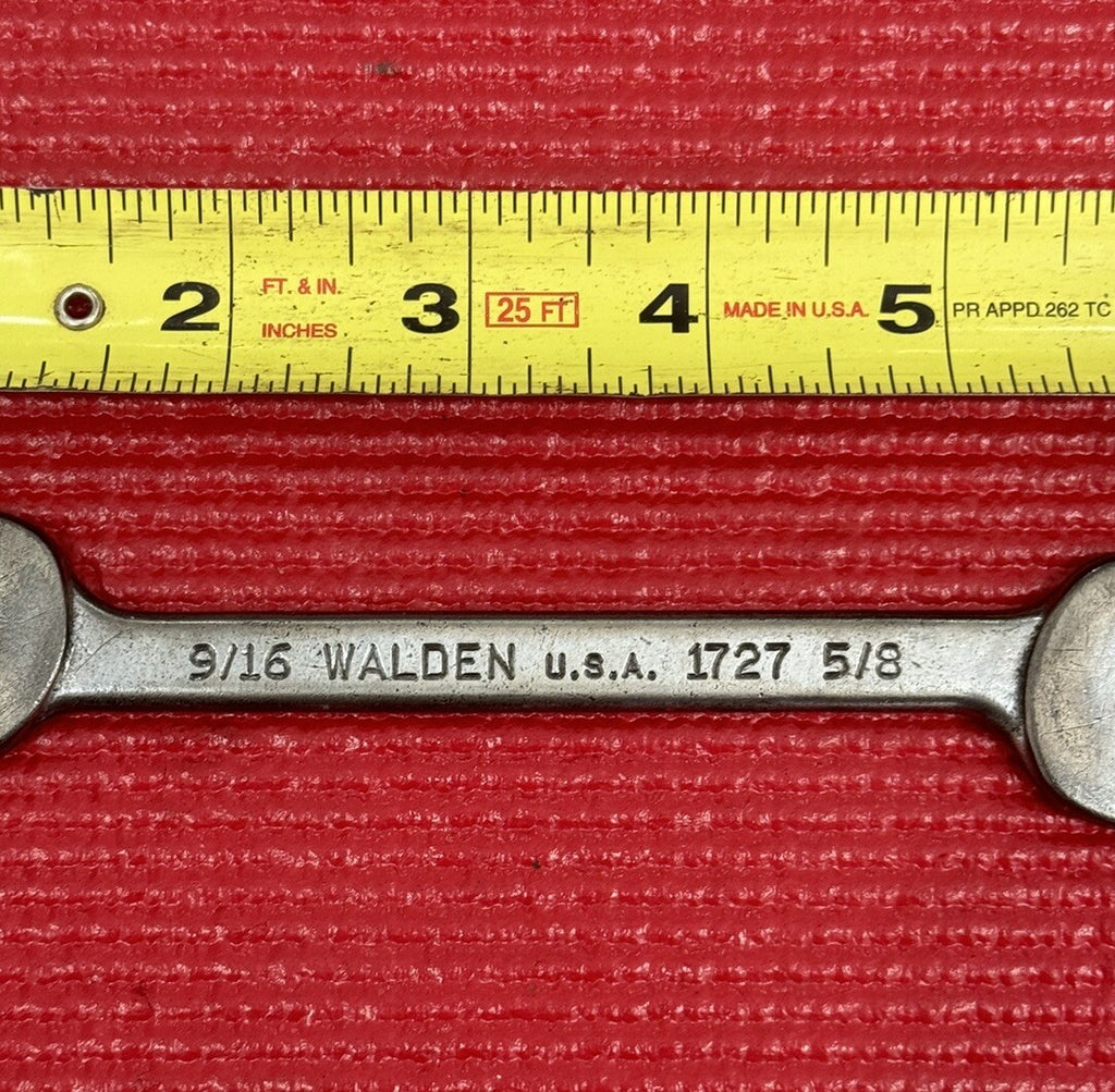 Vintage Rare Walden Tools 1727, 9/16" x 5/8" Open End Wrench Made in USA