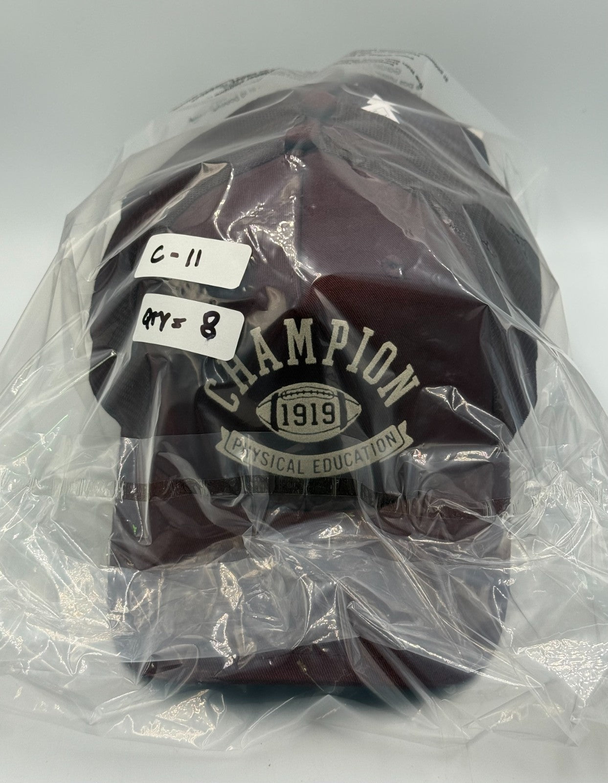 Champion 1919 Physical Education Football Trucker Hat Maroon Mesh Snapback Cap