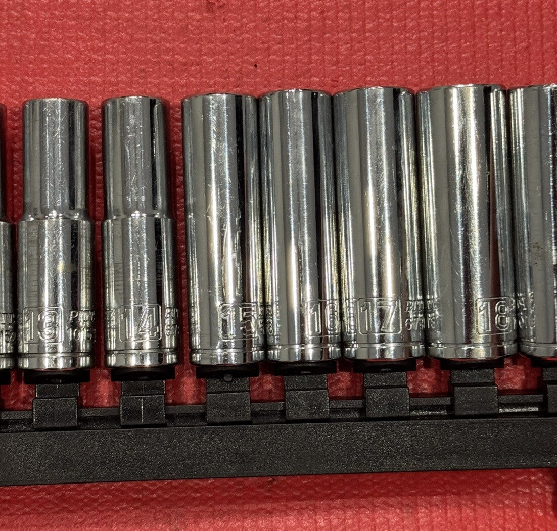 Pittsburgh Pro 67873, 10 PC CR-V Metric 6PT 1/2" Drive Deep Socket Set 10-19MM