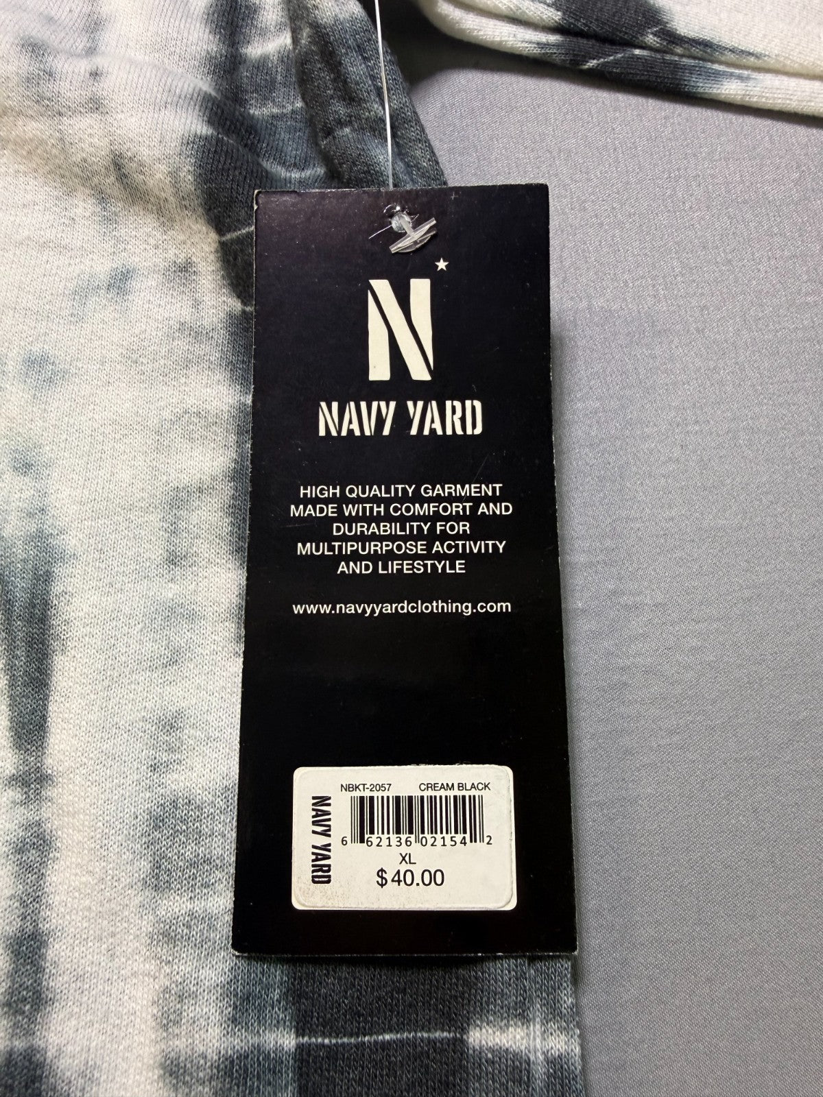 NWT Navy Yard Tie Dye Crew Neck Sweatshirt Men's X-Large Cream Black Long Sleeve