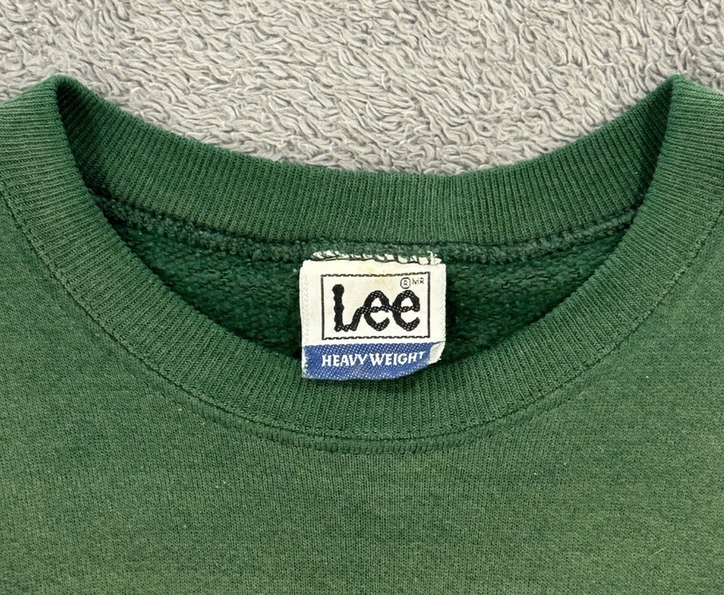 Lee VINTAGE Crewneck Men’s Size L Green Heavyweight Sweatshirt Embroidered 90s
