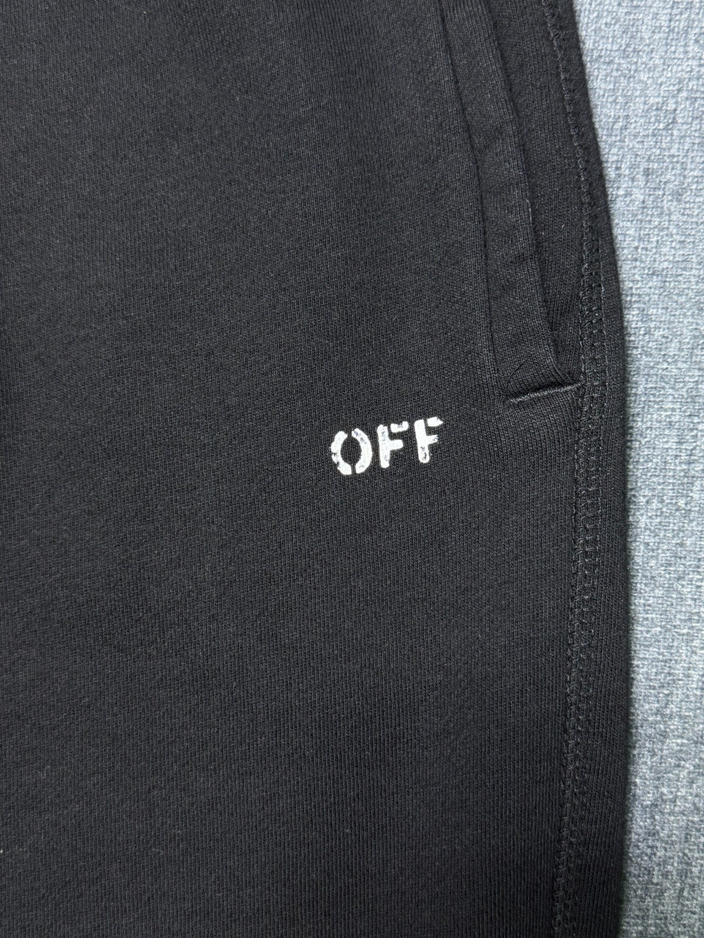 Off-White Stamp Plain Sweatpants Black Kids 12 Black Slash Pockets 100% Cotton