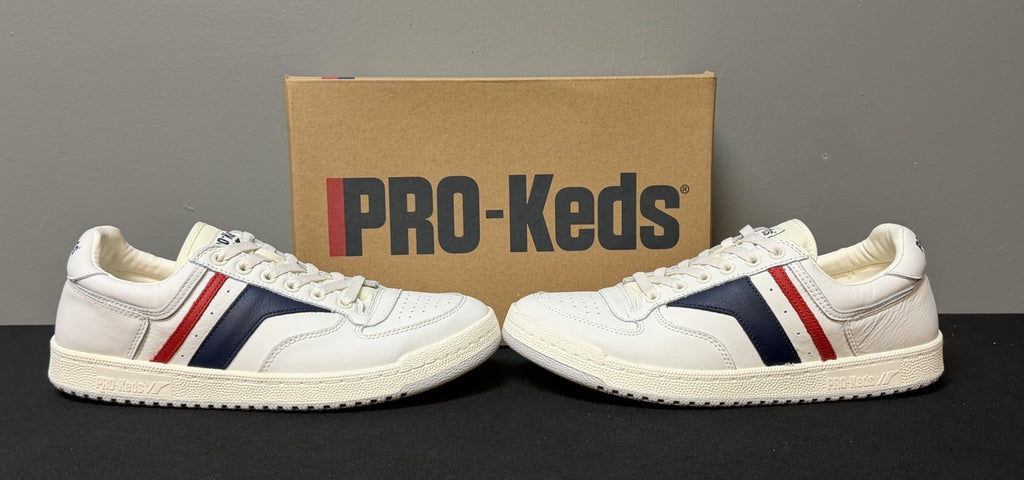 Pro-Keds Skyhawk Men's Size 10.5 (M) White/Blue/Red Low Top Leather Sneakers NWT
