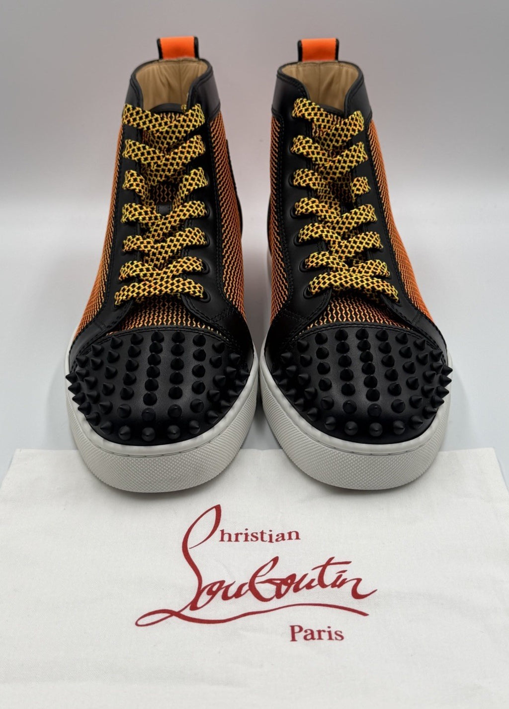 Authentic Christian Louboutin Spikes Leather High Top Sneakers- SIze 42 EU; 9 US
