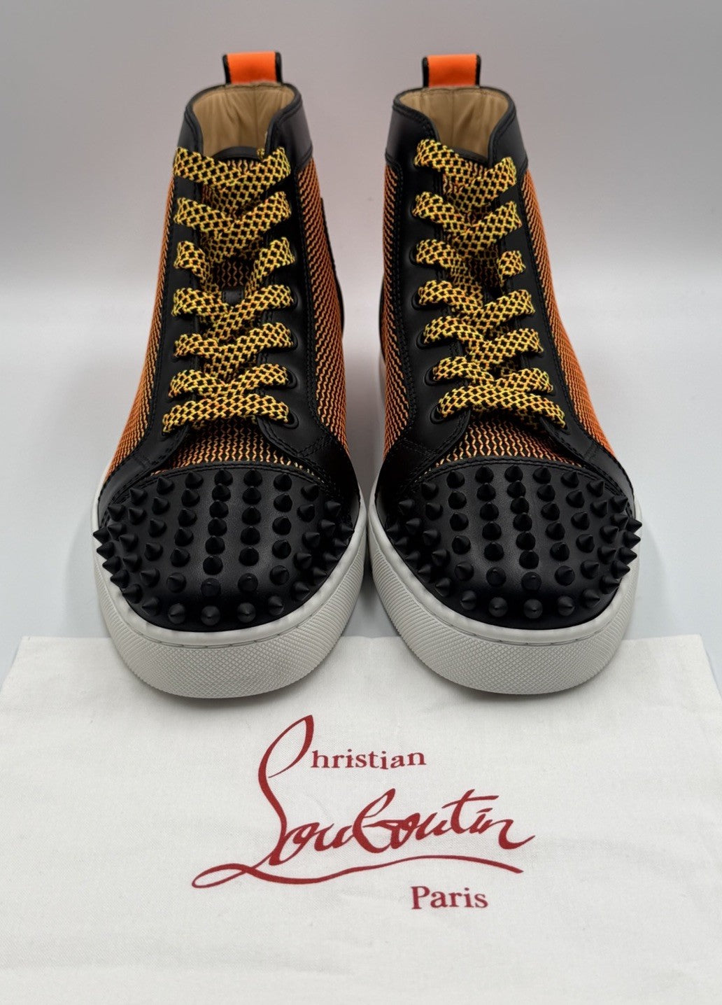 Authentic Christian Louboutin Spikes Leather High Top Sneakers- SIze 42 EU; 9 US