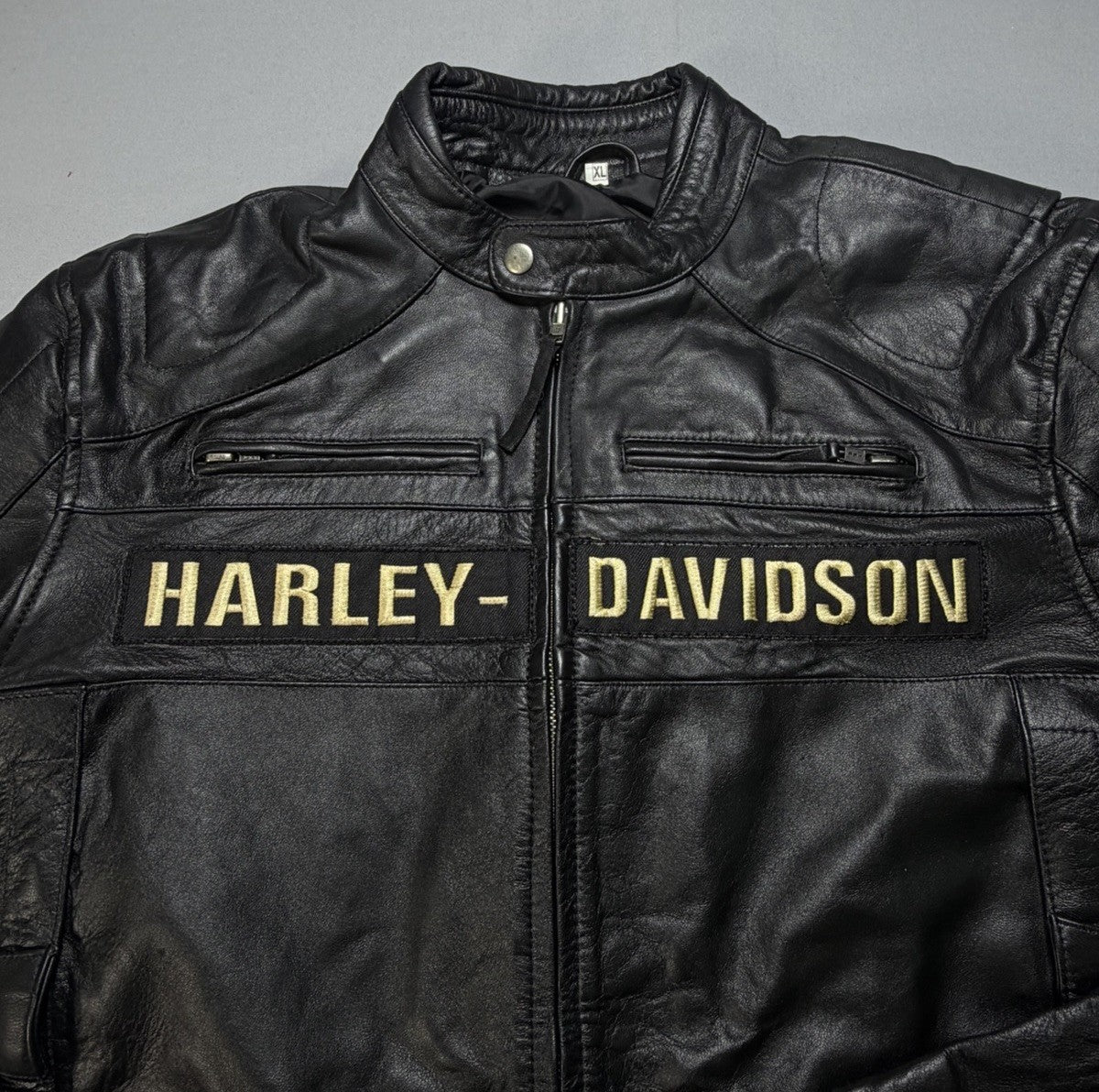 Real Leather Harley Davidson Men's XL Embroidered Motorcycle Biker Jacket