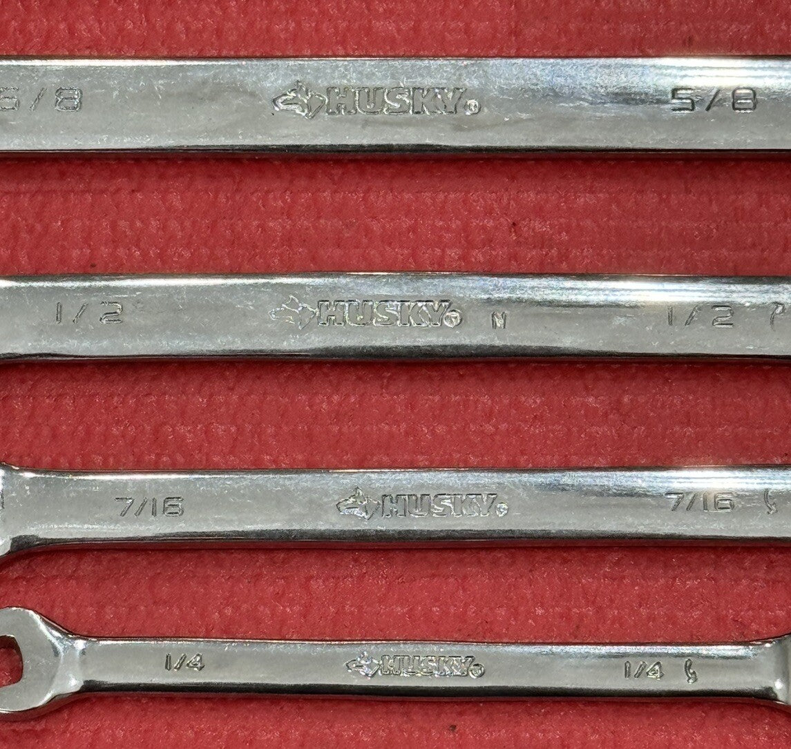 Vintage Husky Tools 4 PC SAE Ratcheting Combination Wrench Set 12PT
