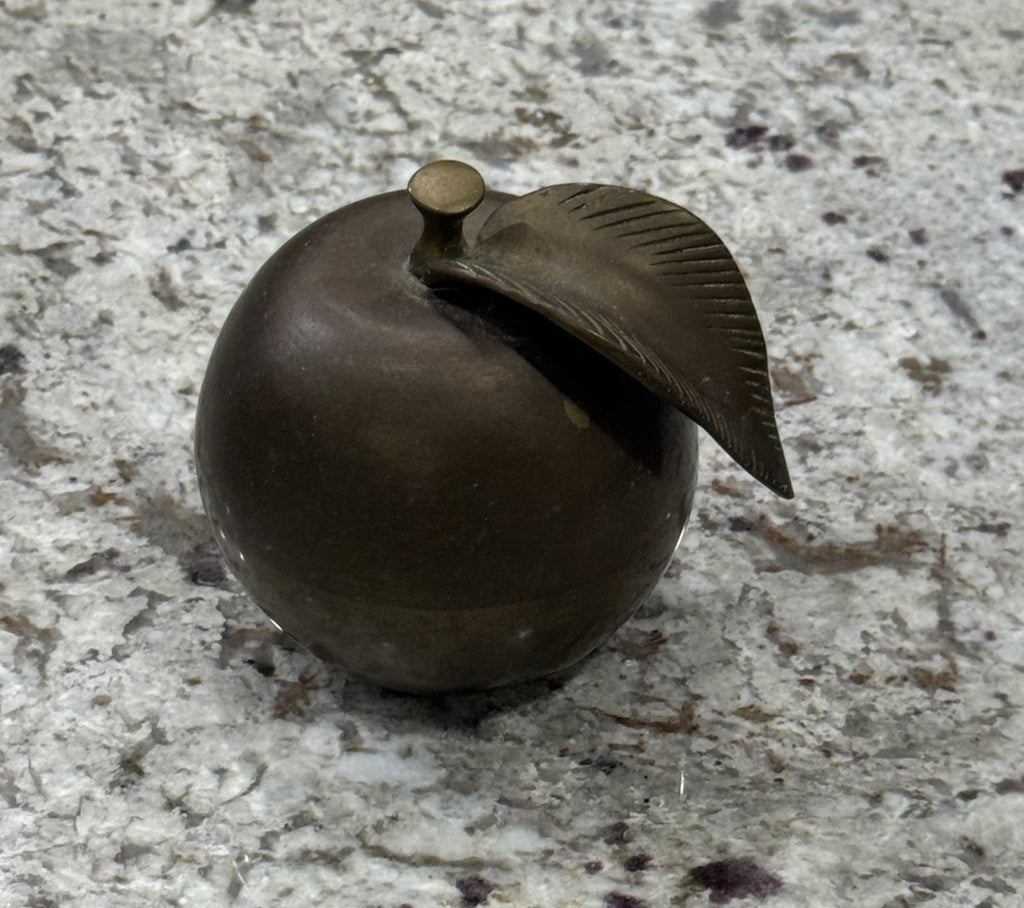 Vintage Large Solid Brass Apple Paperweight Desktop Rare