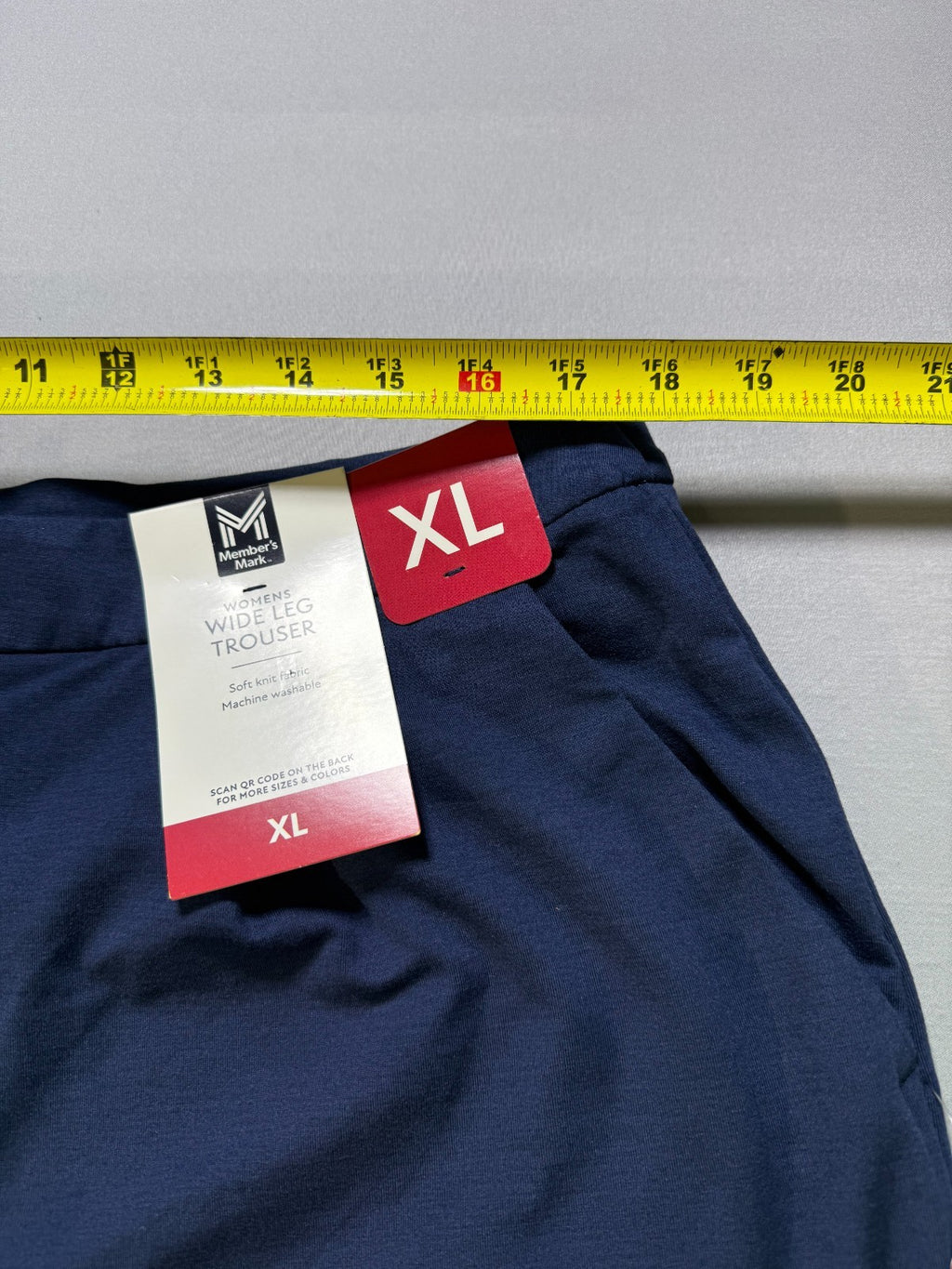 NWT Member's Mark Soft Knit High Waisted Wide Leg Trouser Women's XL Blue Preppy