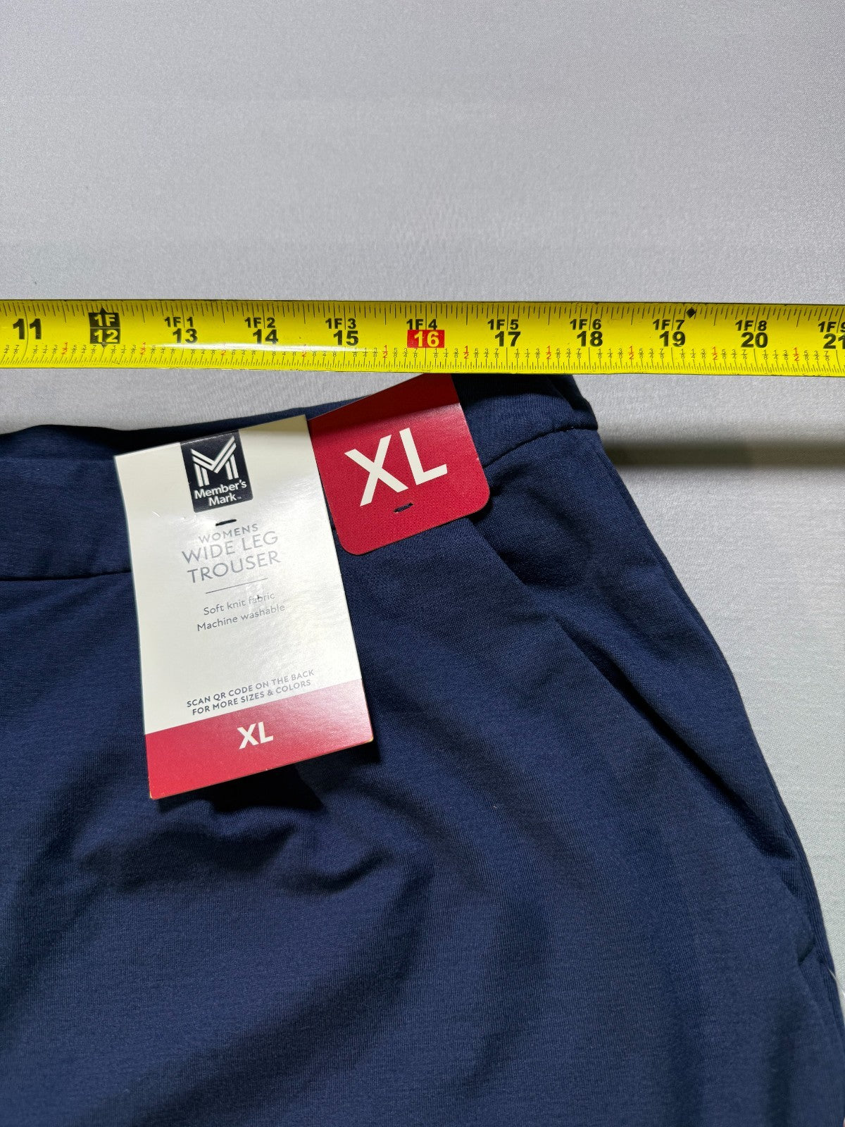 NWT Member's Mark Soft Knit High Waisted Wide Leg Trouser Women's XL Blue Preppy