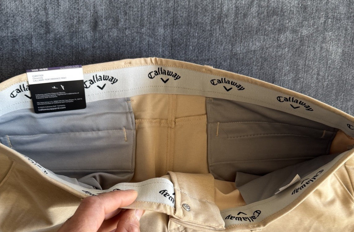 Callaway Opti-Dri Stretch Golf Pants Chinchilla Beige Mens 36x30 Performance NWT