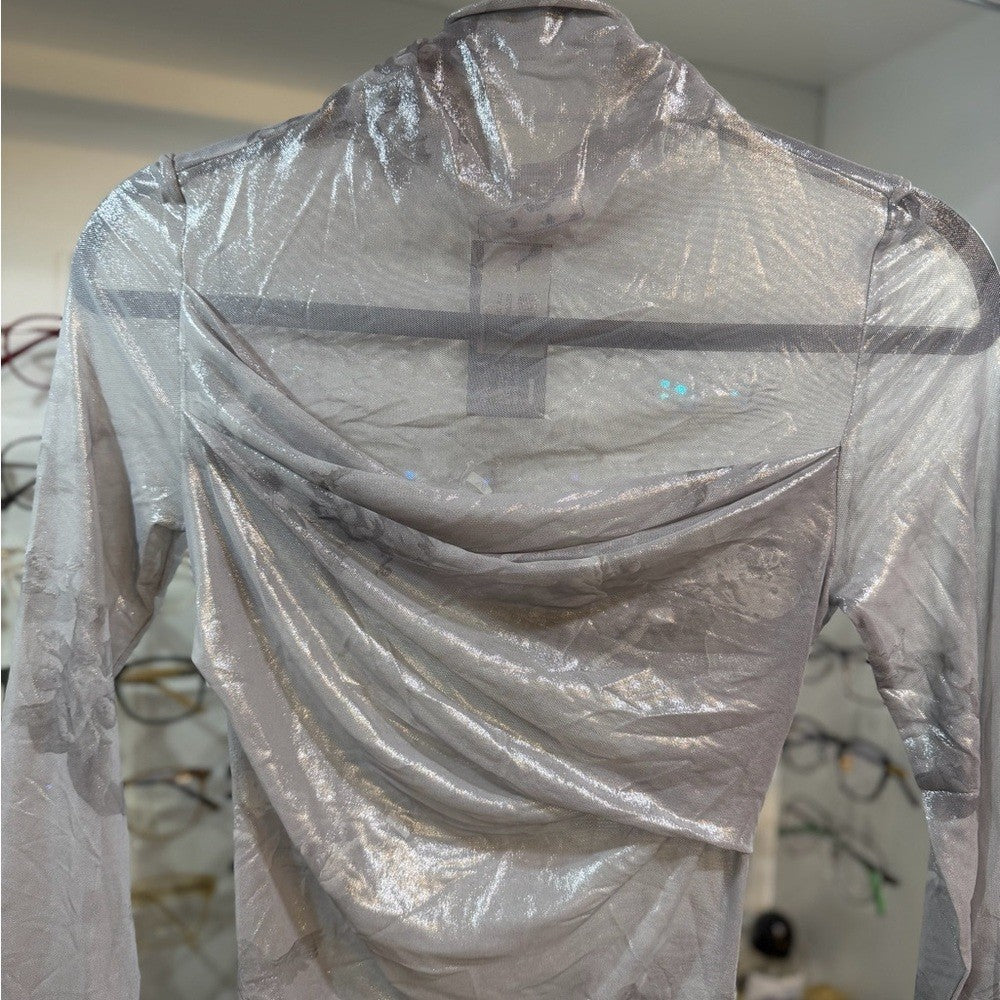 Sky Shiny Tulle Twist Long Sleeve Dress imprint Size 38 EU, NWT