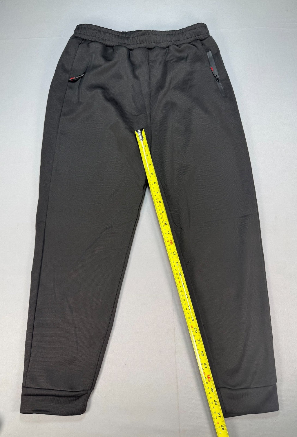Men's Athletic Joggers Large Black Zipper Pockets Gym Track Pants 100% Polyester