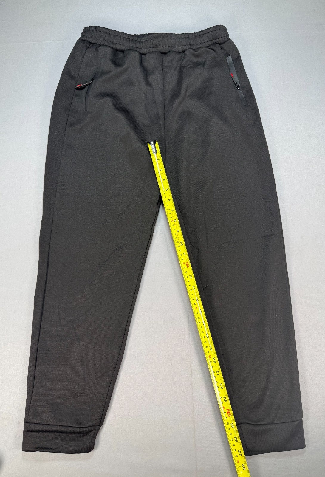 Men's Athletic Joggers Large Black Zipper Pockets Gym Track Pants 100% Polyester