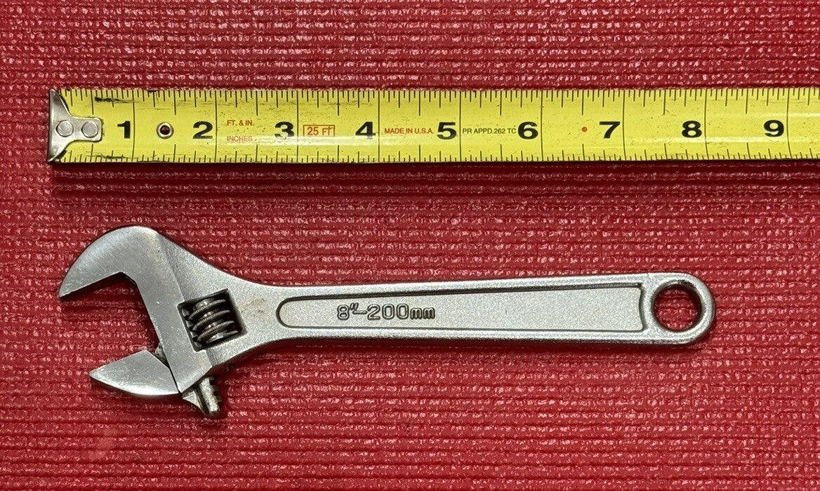 Vintage Chrome Vanadium 8" -200mm Adjustable Wrench Excellent