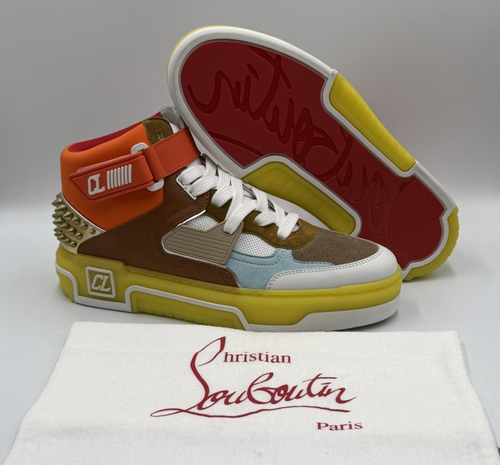 AUTHENTIC Christian Louboutin High Top Sneakers Red Sole Size 44.5 EU 11.5 US