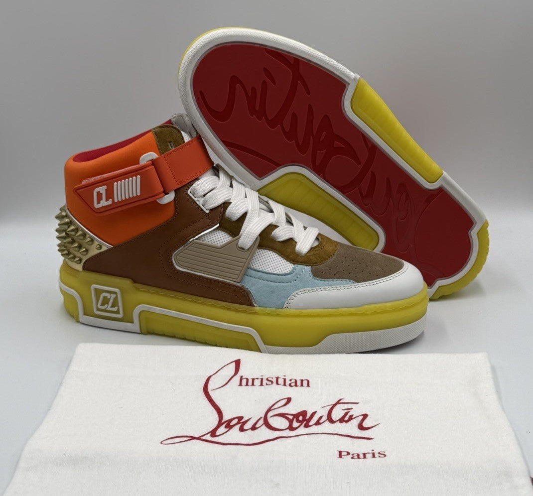 AUTHENTIC Christian Louboutin High Top Sneakers Red Sole Size 44.5 EU 11.5 US