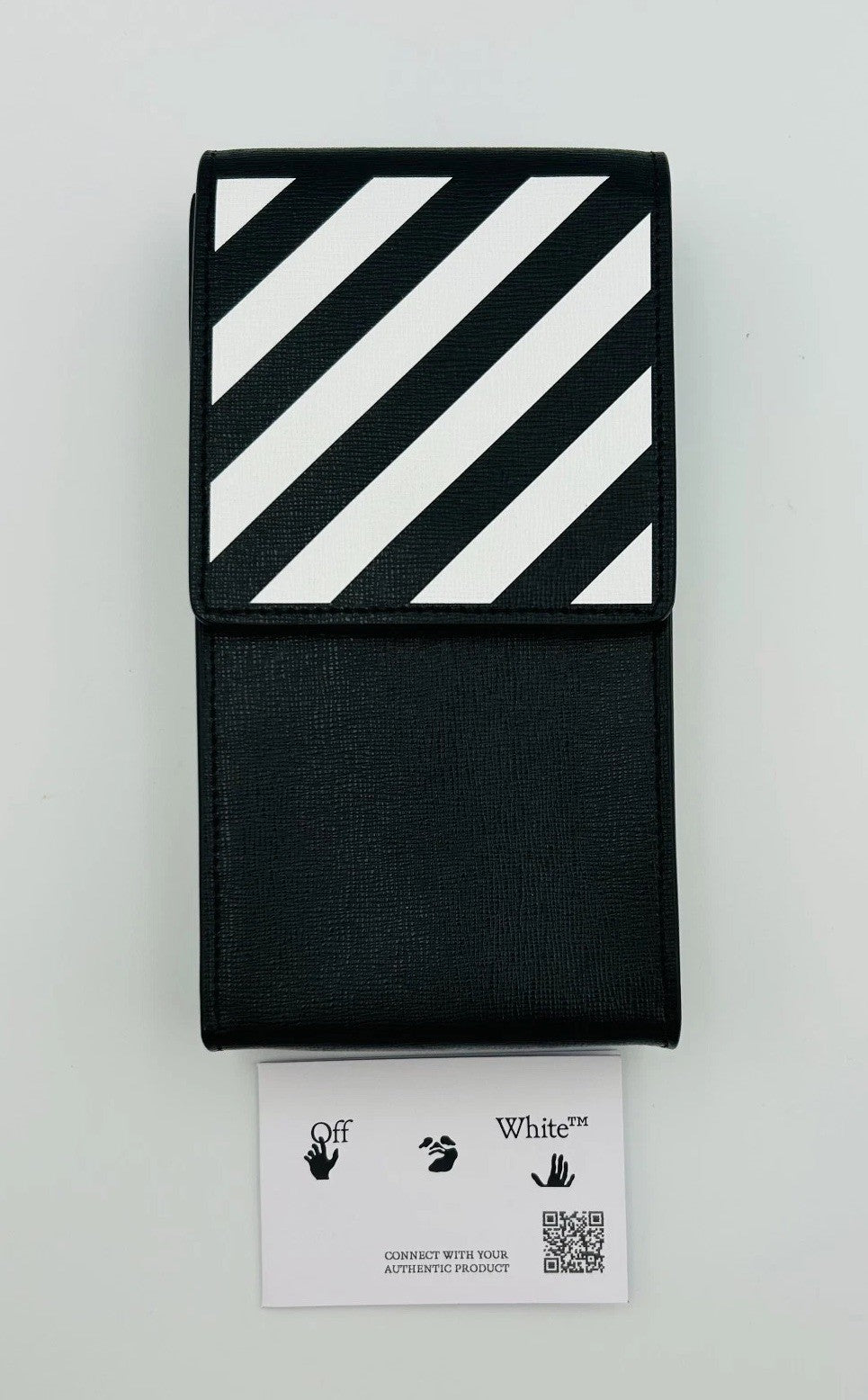 Off-White Binder Diagonal Stripe Print Phone Holder Men Black/White Lightweight
