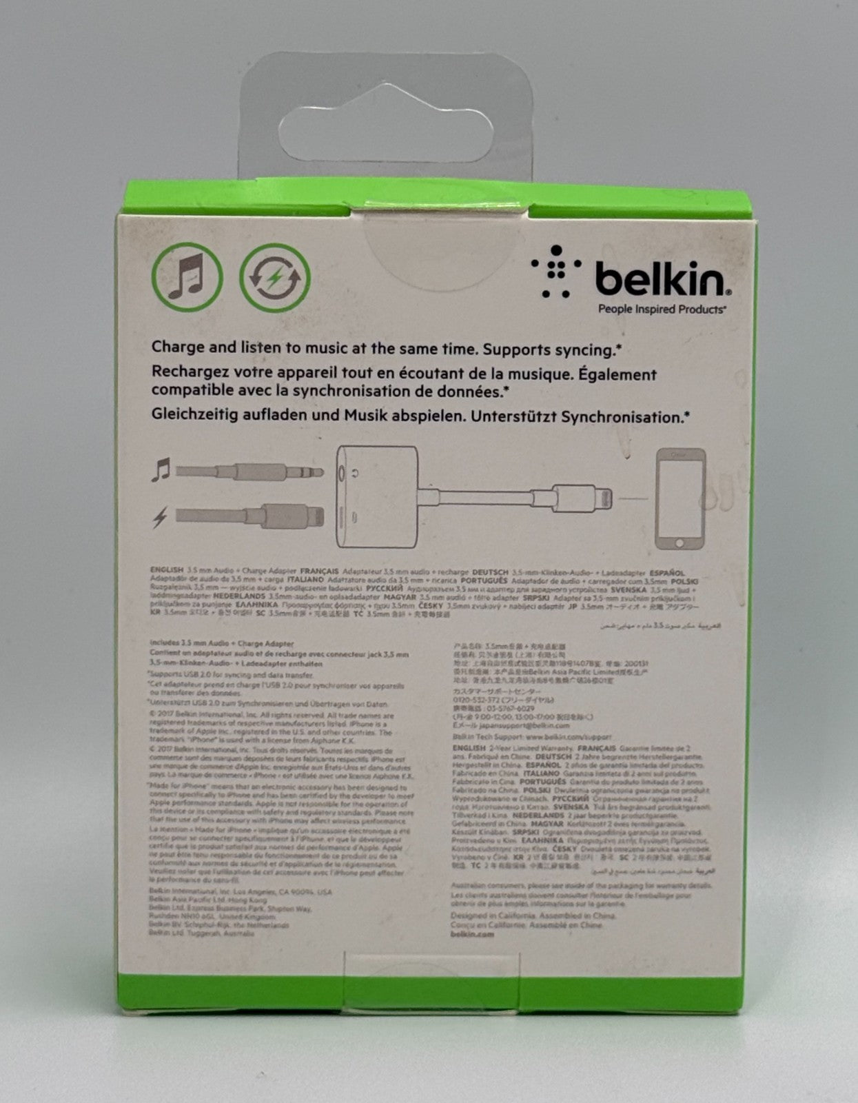 New Belkin Fast Cable to 3.5 mm Aux Audio and Charging Adapter iPhone Splitter
