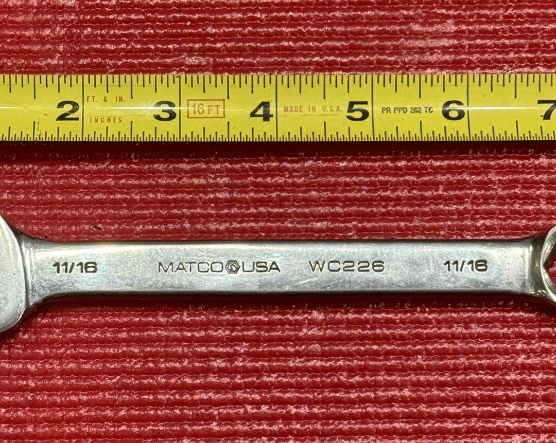 Matco Tools WC226 SAE 11/16" Combination Wrench 6 Point Made In USA S3
