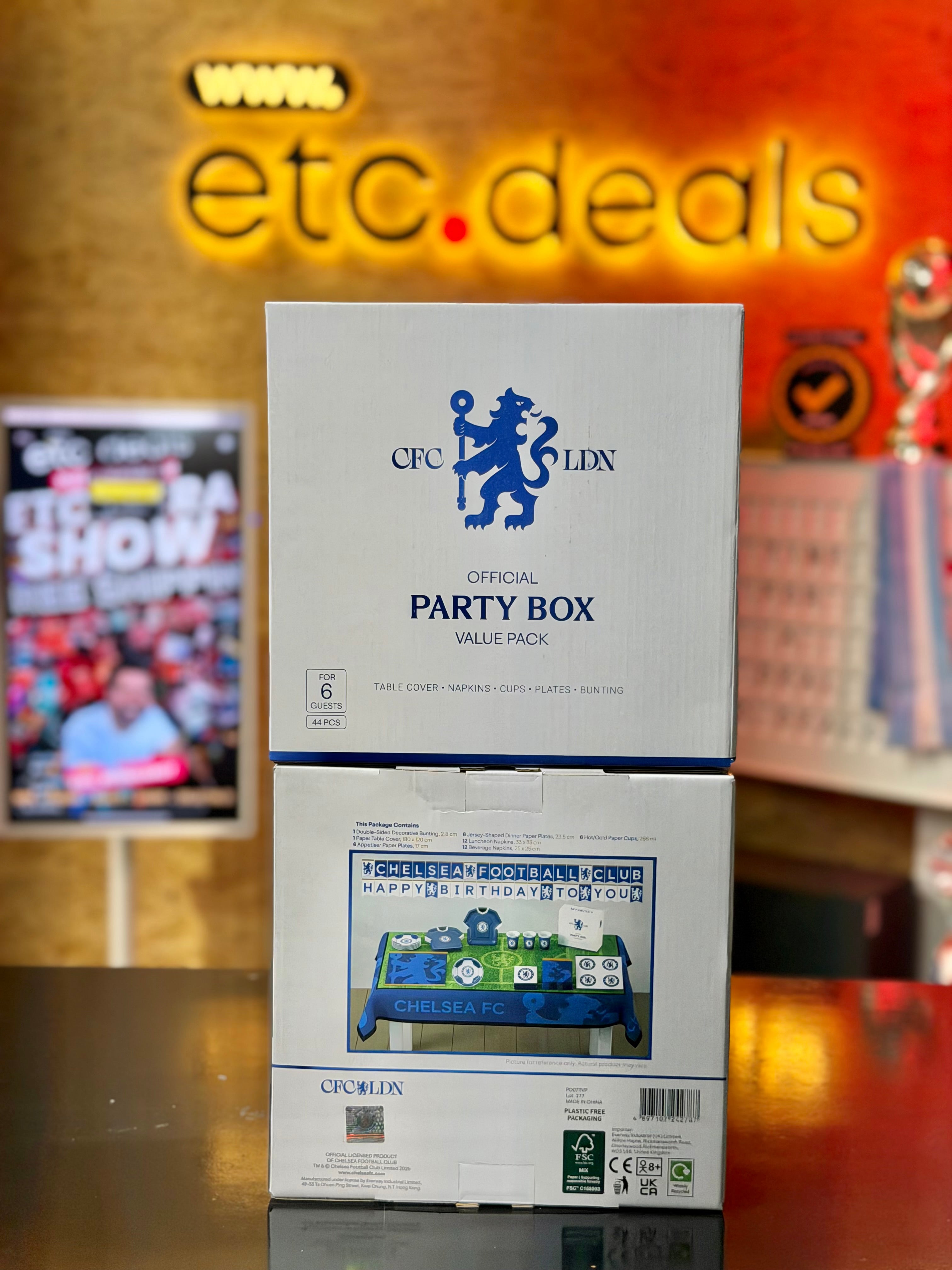 Chelsea FC Official Licensed All-in-One Party Box – 44 Pieces for 6 Guests