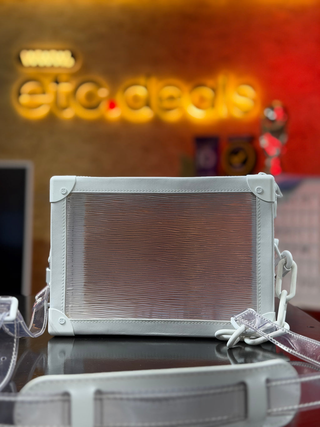 Louis Vuitton Minaudière Clear PVC Crossbody Bag – White Leather Trim - EXCELLENT