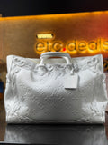 Louis Vuitton Runway Défilé Homme Bas-Relief Baroque Molded Leather Neo Tote Bag in Optic White