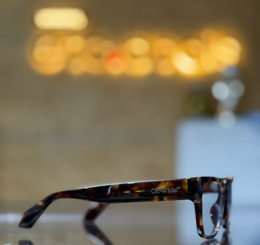 Off-White Style 56 Havana Brown Tortoiseshell Eyeglasses Clear Lens